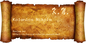 Kolonics Nikola névjegykártya